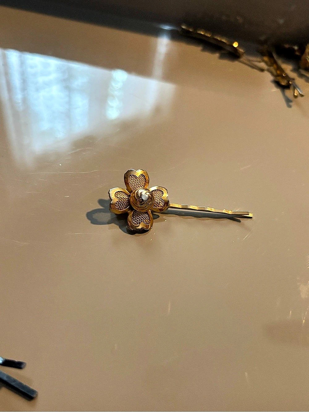 Gold Floral Hair Pin Like New